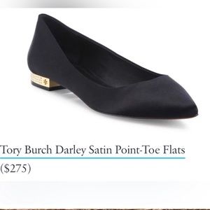 Tory Burch Darley Pointy Toe Satin Flat - Size 8.5